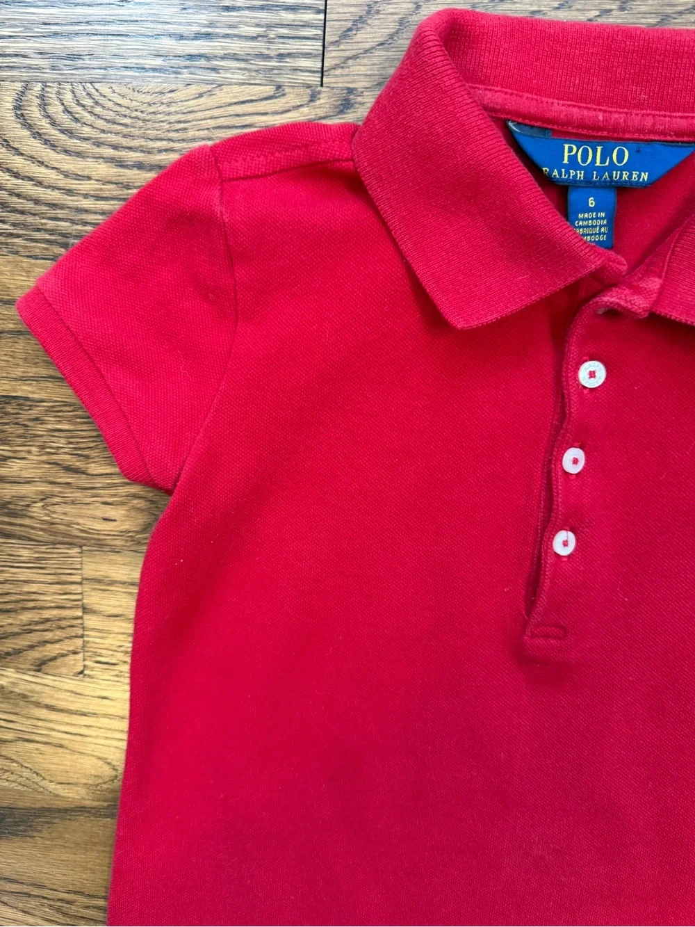 Polo Ralph Lauren Girls Classic Red Polo Dress with Ruffle Eyelet Hem Size 6
